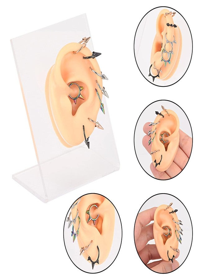 Qmcandy Stainless Steel Earring Hoop Hinged Segment Rings 16G Cartilage Tragus Helix Ring Septum Nose Rings Piercing, Triple Spiked Silver 8mm - Image 2